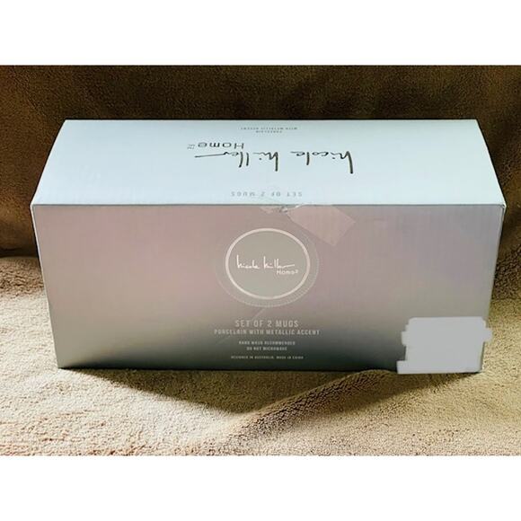 Nicole Miller Boxed Set of Porcelain 16oz Coffee Mugs w/Silver Accents - Picture 3 of 4